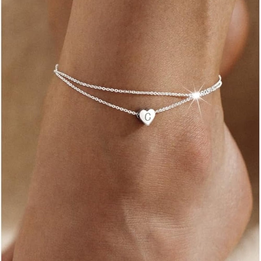 SS initial “C” ankle bracelet